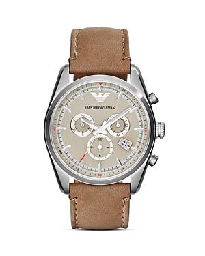 Emporio Armani Chronograph Leather Strap Watch, 42.5mm
