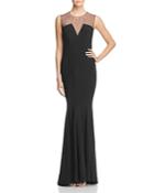 Avery G Embellished Illusion-detail Gown