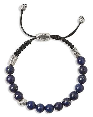 John Varvatos Collection Men's Sterling Silver Skull Lapis Bead Bracelet