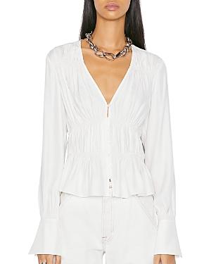 Frame Ruched V Neck Blouse