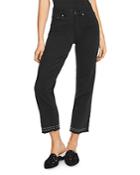Vince Camuto Studded Cropped Straight-leg Jeans In Jet Black
