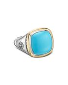 David Yurman Sterling Silver & 18k Yellow Gold Albion Reconstituted Turquoise Ring