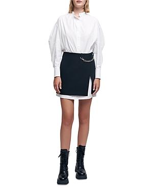 Maje Trompe L'oeil Crepe & Poplin Mini Dress