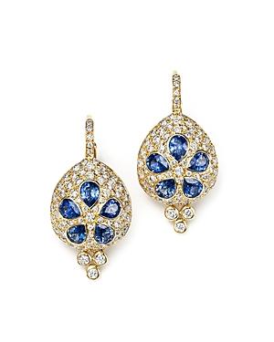 Temple St. Clair 18k Gold Sea Biscuit Earrings With Blue Sapphire And Diamonds