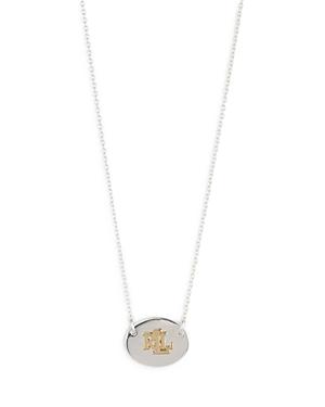 Lauren Ralph Lauren Oval Monogram Pendant Necklace, 16
