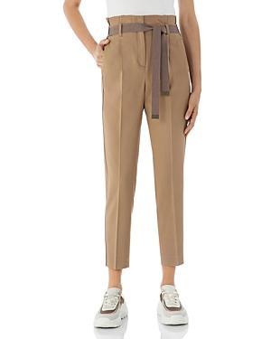 Peserico Cropped Belted Paperbag-waist Pants