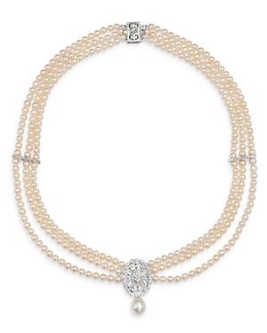 Bloomingdale's Diamond & Cultured Freshwater Pearl Bib Necklace In 14k White Gold, 17 - 100% Exclusive