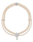 Bloomingdale's Diamond & Cultured Freshwater Pearl Bib Necklace In 14k White Gold, 17 - 100% Exclusive
