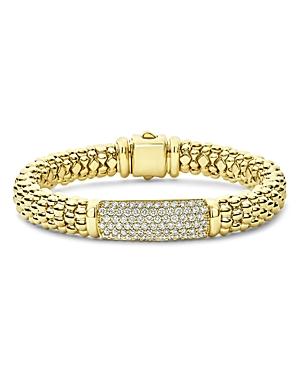 Lagos 18k Yellow Gold Caviar Gold Pave Diamond Bead Bracelet