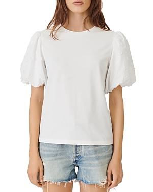 Maje Toplina Tee With Flower Puff Sleeves
