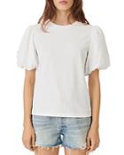 Maje Toplina Tee With Flower Puff Sleeves