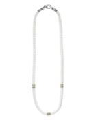 Lagos White Caviar Ceramic And 18k Yellow Gold 3-station Rope Necklace With Diamonds, 16