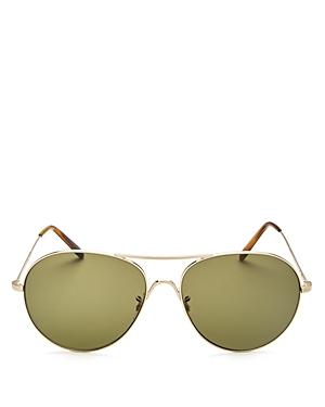 Oliver Peoples Rockmore Oversized Brow Bar Aviator Sunglasses, 58mm