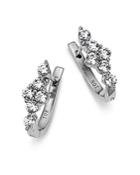 Bloomingdale's Diamond Cluster Huggie Earrings In 14k White Gold, 1.0 Ct. T.w. - 100% Exclusive
