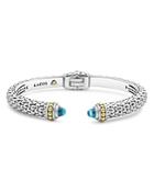 Lagos 18k Gold And Sterling Silver Caviar Color Blue Topaz Cuff, 8mm