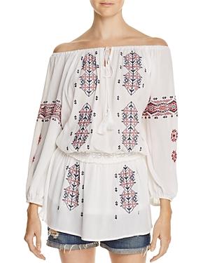 Freeway Embroidered Off-the-shoulder Tunic