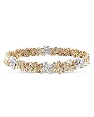 Pasquale Bruni 18k Rose, White & Yellow Gold White & Champagne Diamond Flower Link Bracelet