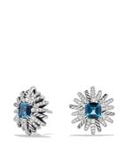 David Yurman Starburst Earrings With Diamonds And Hampton Blue Topaz In Silver