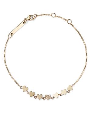 Zoe Chicco 14k Yellow Gold Itty Bitty Symbols Diamond Heart Link Bracelet