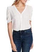 1.state Short-sleeve Embroidered Crinkle Blouse