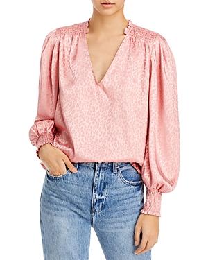 Aqua Tonal Leopard Print Smocked Balloon Sleeve Top - 100% Exclusive