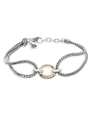 John Hardy 18k Yellow Gold & Sterling Silver Classic Chain Looped Wheat Link Bracelet