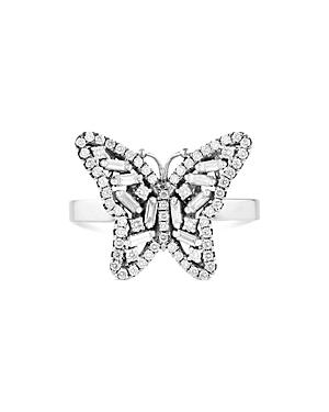 Suzanne Kalan 18k White Gold Fireworks Diamond Round Cut & Baguette Butterfly Ring