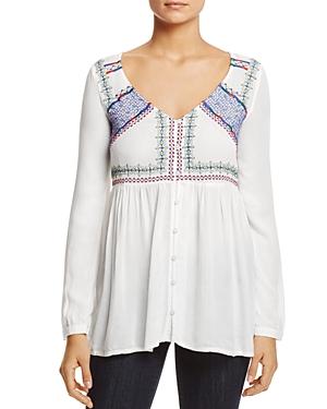 Jachs Girlfriend Embroidered Button Front Blouse