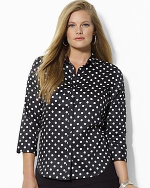 Lauren Ralph Lauren Plus Polka Dot Blouse