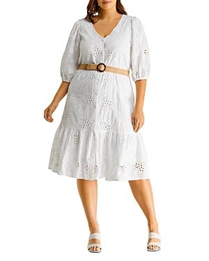Estelle Plus Siren Belted Eyelet Dress
