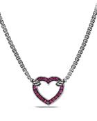David Yurman Cable Collectibles Heart Station Necklace With Pink Sapphire