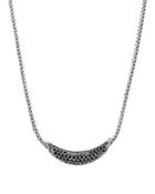 John Hardy Sterling Silver Gold Classic Black Sapphire & Black Spinel Arc Adjustable Necklace, 18