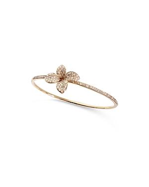 Pasquale Bruni 18k Rose Gold Petit Garden White & Champagne Diamond Pave Flower Bangle Bracelet