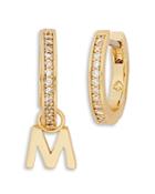 Kate Spade New York Tiny Twinkles M Charm Huggie Hoop Earrings
