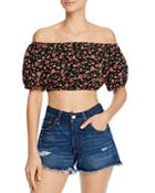 Lost And Wander Party 'til Dawn Floral-print Cropped Top