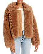 The Arrivals Kala Shearling Zip Front Coat