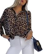 French Connection Leopard Print Button Down Shirt