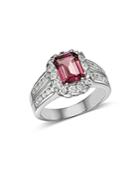 Bloomingdale's Emerald-cut Pink Tourmaline & Diamond Ring In 14k White Gold - 100% Exclusive
