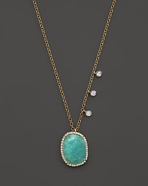Meira T 14k Yellow Gold Amazonite Pendant Necklace With Diamonds, 16