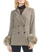 Vince Camuto Double-breasted Faux-fur Cuff Blazer