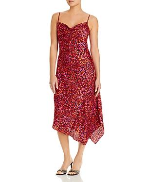 Karl Lagerfeld Paris Leopard Print Asymmetric Slip Dress