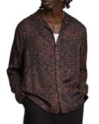 Allsaints Halftone Warped Animal Print Relaxed Fit Camp Shirt