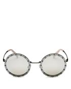 Valentino Mirrored Embellished Round Sunglasses, 53mm