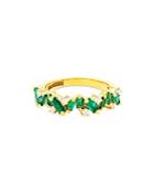 Suzanne Kalan 18k Yellow Gold Fireworks Emerald Baguette & Diamond Ring