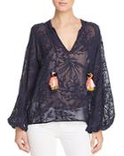 Johnny Was Rosanna Sheer Embroidered Top