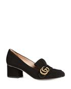 Gucci Marmont Suede Mid Heel Loafers