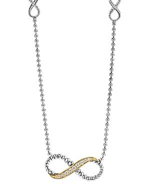 Lagos 18k Gold And Sterling Silver Beloved Infinity Necklace With Diamonds, 16