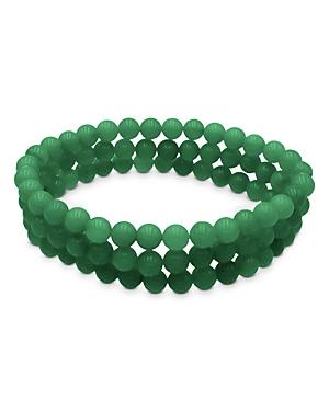 Aqua Triple Row Aventurine Beaded Stretch Bracelet - 100% Exclusive