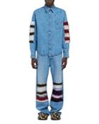 Marni Striped Applique Straight Fit Jeans In Blue