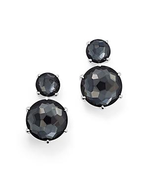 Ippolita Sterling Silver Rock Candy Two Stone Doublet Drop Earrings In Clear Quartz And Hematite